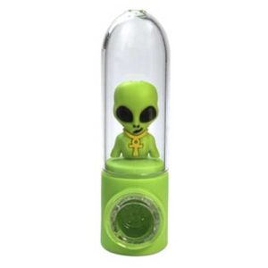 Pipa silicona y cristal Alien verde