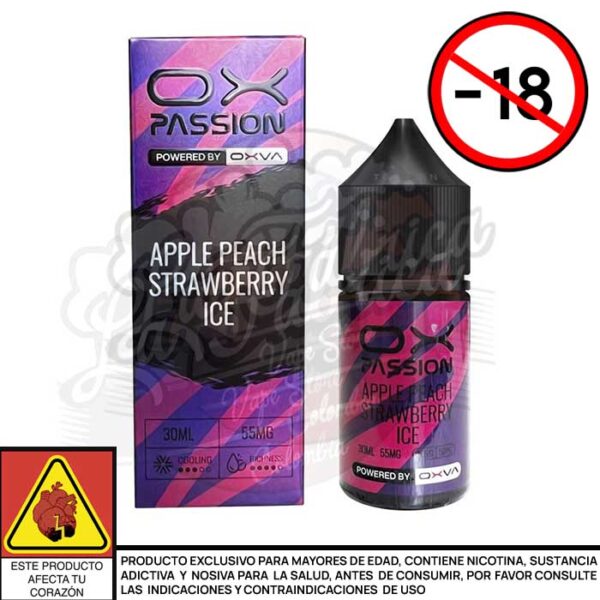 OX PASSION APPLE PEACH STRAWBERRY ICE SALTS 30 ML - OXVA