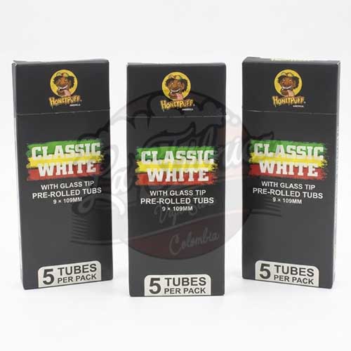 HONEYPUFF PRE-ROLLED TUBS CON FILTRO DE VIDRIO CLASSIC WHITE X 5